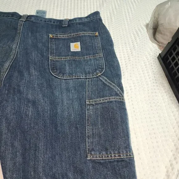 CARHARTT EUC MENS SIZE 42 x 30 DENIM CARGO CARPENTER JEANS - Picture 8 of 11